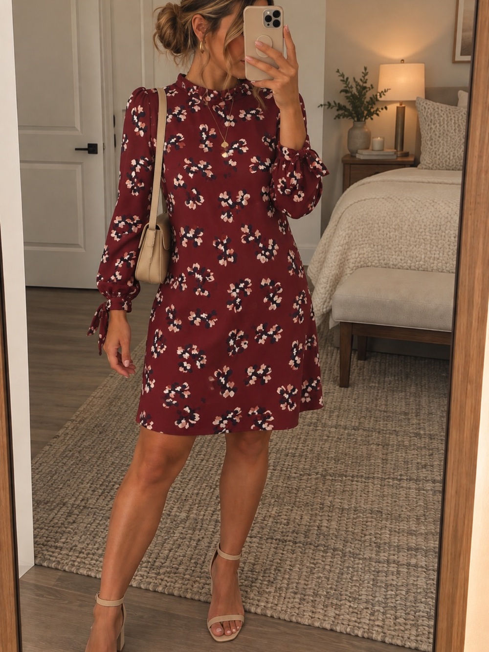 Banana Republic Burgundy Floral Mini Dress